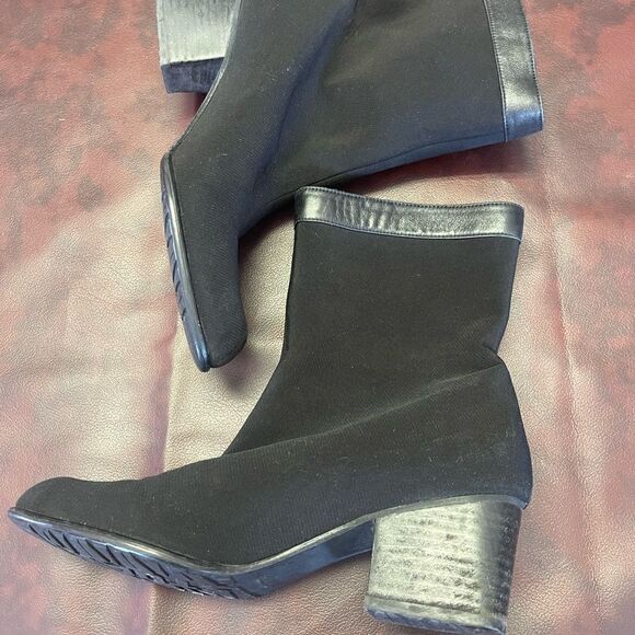Stuart Weitzman black goreit gore-tex boots‎ mid calf heel size 8 - Picture 11 of 11